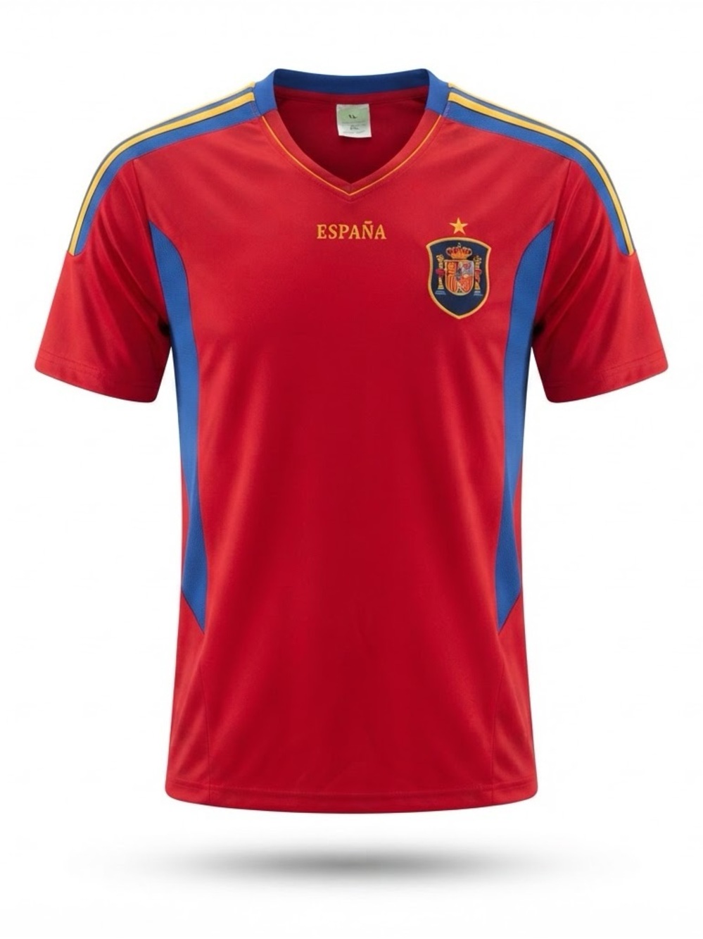 Kids España Red Soccer Jersey with Blue and Yellow Accents